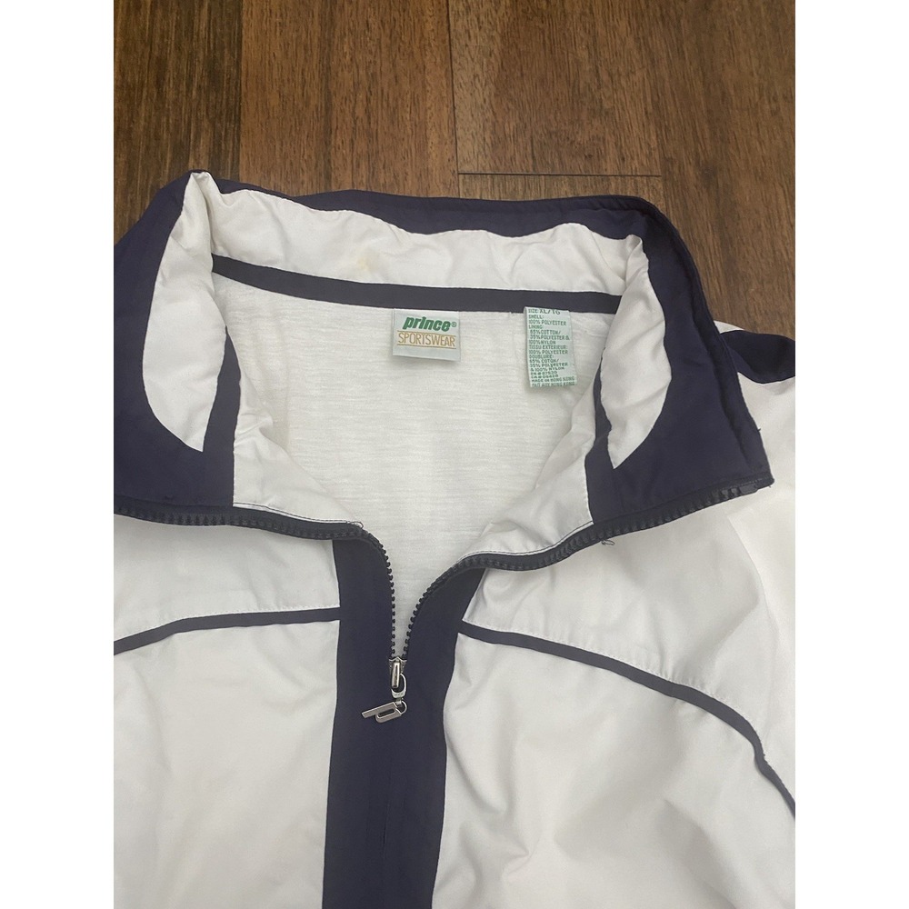 Prince Sportswear Vintage Windbreaker Jacket Men's XL White Blue Pink 90's - Picture 2 of 4
